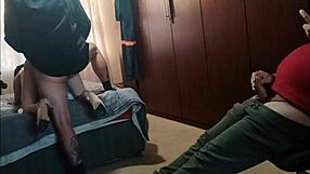 Stepdad and friend stretch me with their huge cocks at once, dripping cum everywhere