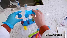 slutty cougar milf rides big black monster cock in lab