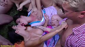 wild orgy erupts with hot austrian stepsisters taking big cocks public