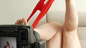 posing sexy stripping red panties off for hot new photoset tease