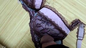 Step Sis Pink Bra Cumshot in Black Lingerie!