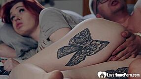 hot redhead stepmom's juicy wet pussy ripped pounded rough hardcore bedroom