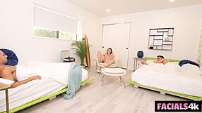 Nicole Auclair gets her face glazed like a donut with hot cumshots!