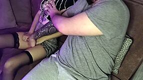 WOW, HOT STOCKING HOTTIE SUCKS MY COCK DRY!