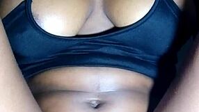 Lady in Black Massages Her Beautiful Tits Sensually!