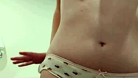 Pale Braced Teen Dildos Puffy Pussy