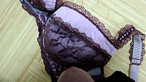 Step Sis Pink Bra Cumshot in Black Lingerie!
