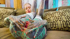 Fishnets high heels stockings solo with huge anal dildo gaping my tight ass