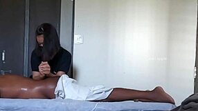 massage girl pleasures herself on customer body