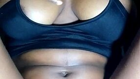 Lady in Black Massages Her Beautiful Tits Sensually!