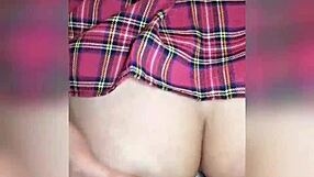 shemale stuffs huge dildo deep into tight ass