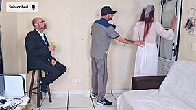 fiancée fingers her big ass while photographer fucks her pussy almost caught