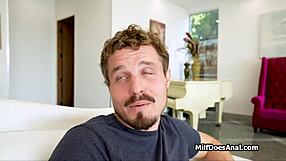 busty cougar bends for yoga anal stretch