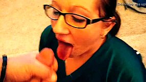 redhead milf wife sucks cock in lingerie for football cumshot