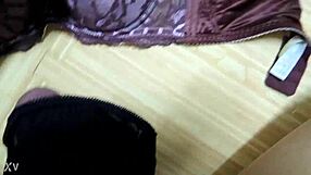 Step Sis Pink Bra Cumshot in Black Lingerie!