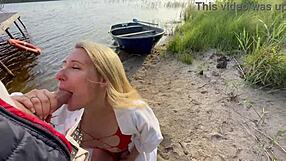 Hot Blonde Fishnet Outdoor Sex with Big Cock Thrusts