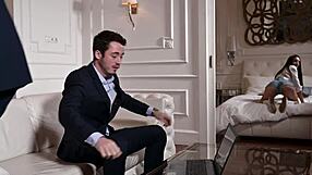 Seductive Candie Luciani tempts businessmen for bedroom DP assfucking and deepthroat!