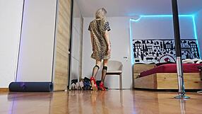 i love watching her strut in high heels and socks