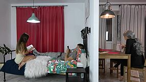 Kitchen Seduction Teen Tits Bare as She Lures Old Husband for Secret Blowjob