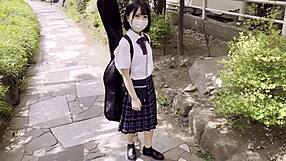 tiny asian backpack girl groped in casual feel session