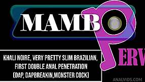 Pretty slim brazilian takes first double anal from monster cocks?