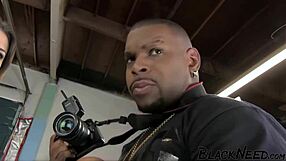 brunette amateur chokes gagging deep on massive bbc with sloppy ebony throat