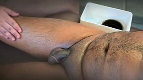 skilled hands stroke throbbing cock to messy cum during steamy spa massage