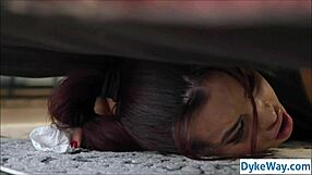 Lesbian customer licks and fucks stuck barista's wet pussy hard