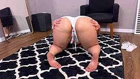 curvy bbw bunny stretches yoga ass with anal ball plug