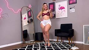 curvy bbw bunny stretches yoga ass with anal ball plug