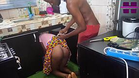 ghana maid bounces big ebony ass on driver's monster cock cowgirl style