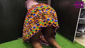 ghana maid bounces big ebony ass on driver's monster cock cowgirl style