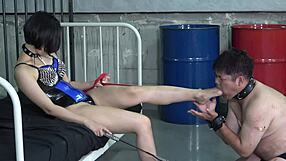Yuen's feet tease before japanese mistress demands tongue cunilingus worship