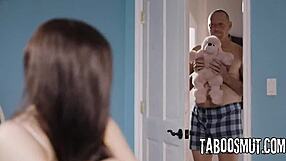 Hot Brunette Teen Deepthroats Stepdad Cock Then Rides Cowgirl Doggystyle Missionary Kiss Lick Pussy