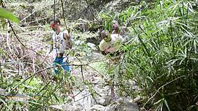 Brittany Taylor caught bathing invites three guys for dp anal and facial cumshots