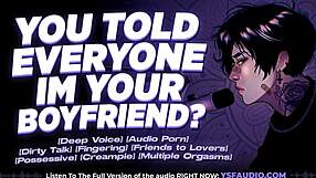 Your coworker hears you moan as i claim ownership of your dripping pussy in this intense audio roleplay