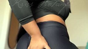 Wife's Long-Haired Ass Fills Leggings in Intense POV Tease