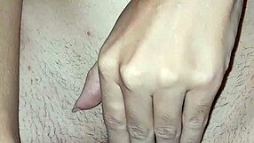 rubbing juicy clit inserting dildo hairy pussy cumming hard