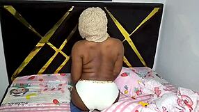 Horny ebony shakes big ass while masturbating wildly