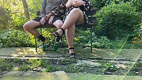 Chubby mother-in-law flashes saggy natural tits outdoors for dirty cum covered fetish dream