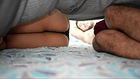 18yo Latina Stepsister Shares Bed with Stepbrother for Petite Anal Ride Cumshot Facial Missionary