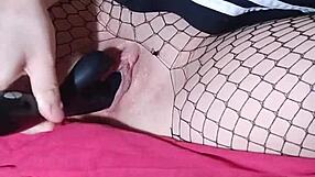 hot babe toys hairy pussy then anal insertion tease