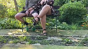 Chubby mother-in-law flashes saggy natural tits outdoors for dirty cum covered fetish dream