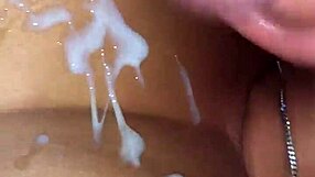 she worships balls before hot cumshot blasts all over her perky tits