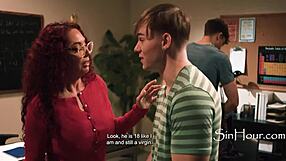 what kind of slut teacher gets blackmailed into double penetration cinema sex?