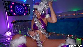 Brazilian Latina's Big Bubble Ass Gets Doggystyle Deepthroat on Christmas!