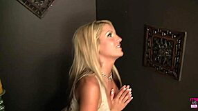 Blonde Holly Deepthroats Glory Hole Monster Cock