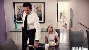 Busty blonde stepmom Jessa Rhodes pounds petite teen Piper Perri's pussy