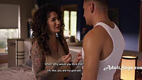 Busty Godmother Trapped and Face Fucked by Scheming Godson's Huge Cock