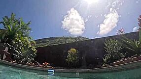 we skinny dip in hawaii kai private pool then shower hairy pussy beaver